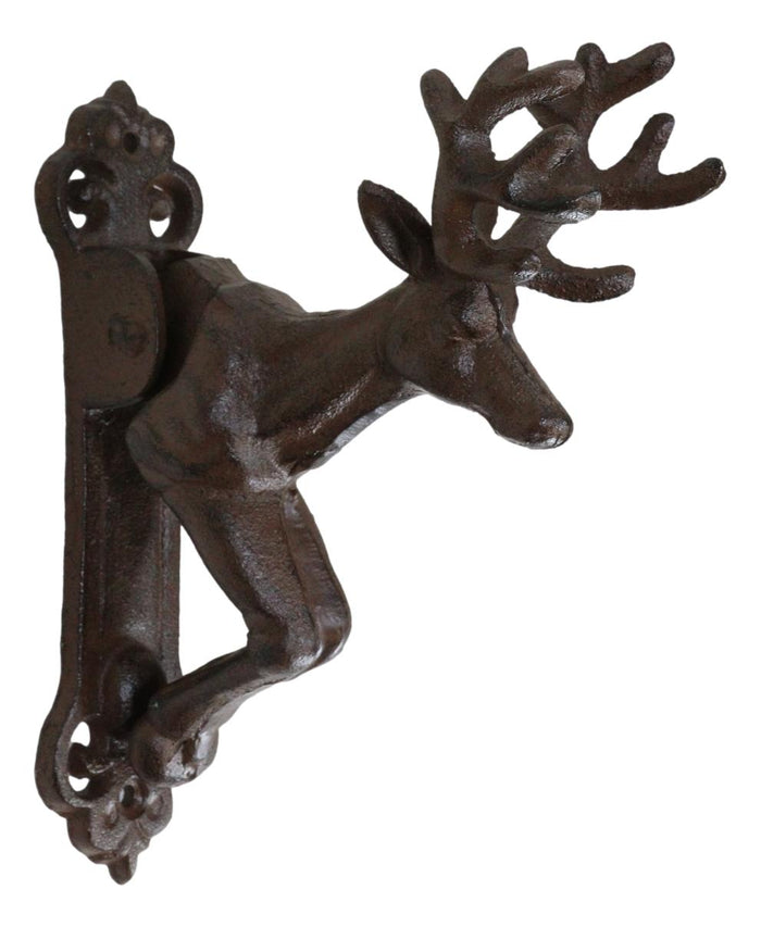 Rustic Western Forest Stag Elk Deer Head Cast Iron Door Knocker Cabin Lodge