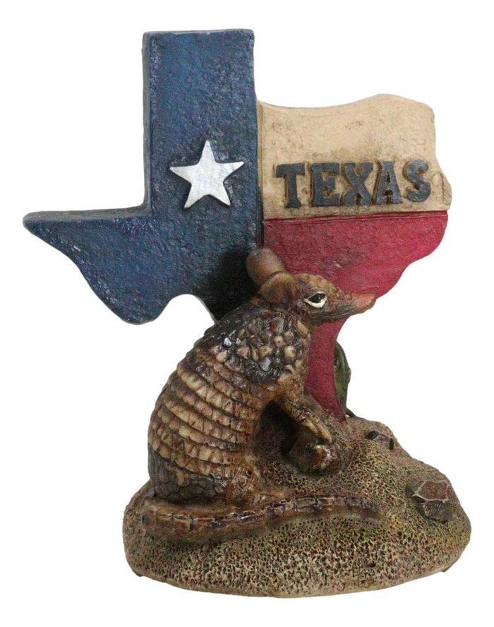 Rustic Western Greetings Lone Star State Of Texas Map With Armadillo Figurine
