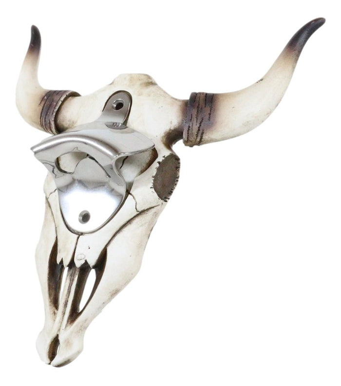 Rustic Western Horned Cow Skull Skeleton Wall Mounted Soda Beer Bottle Opener