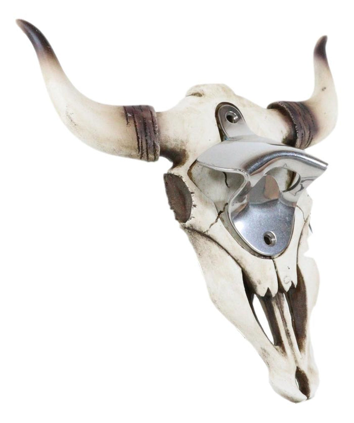 Rustic Western Horned Cow Skull Skeleton Wall Mounted Soda Beer Bottle Opener