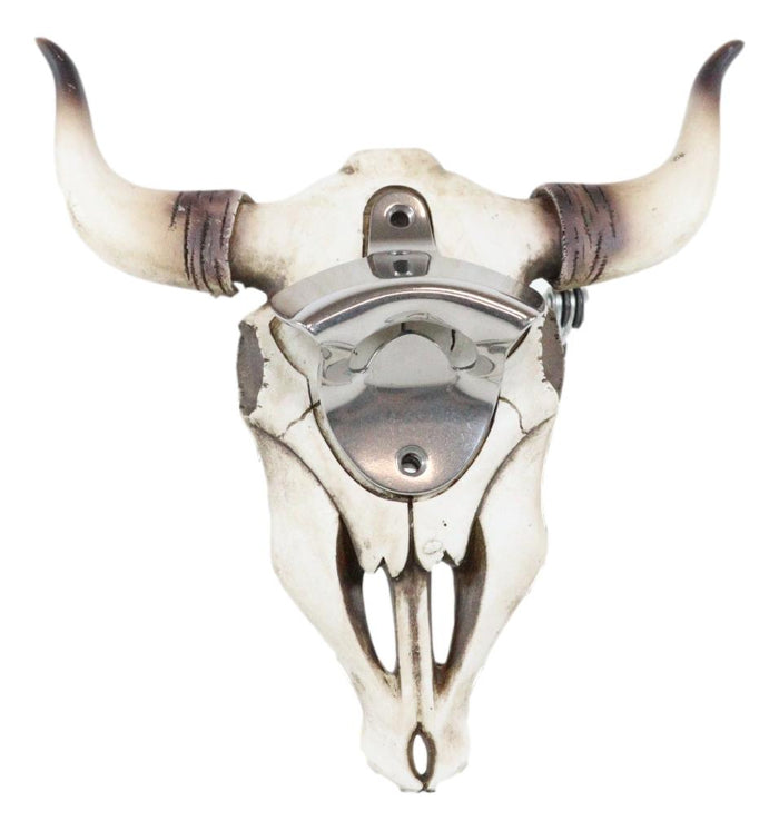 Rustic Western Horned Cow Skull Skeleton Wall Mounted Soda Beer Bottle Opener