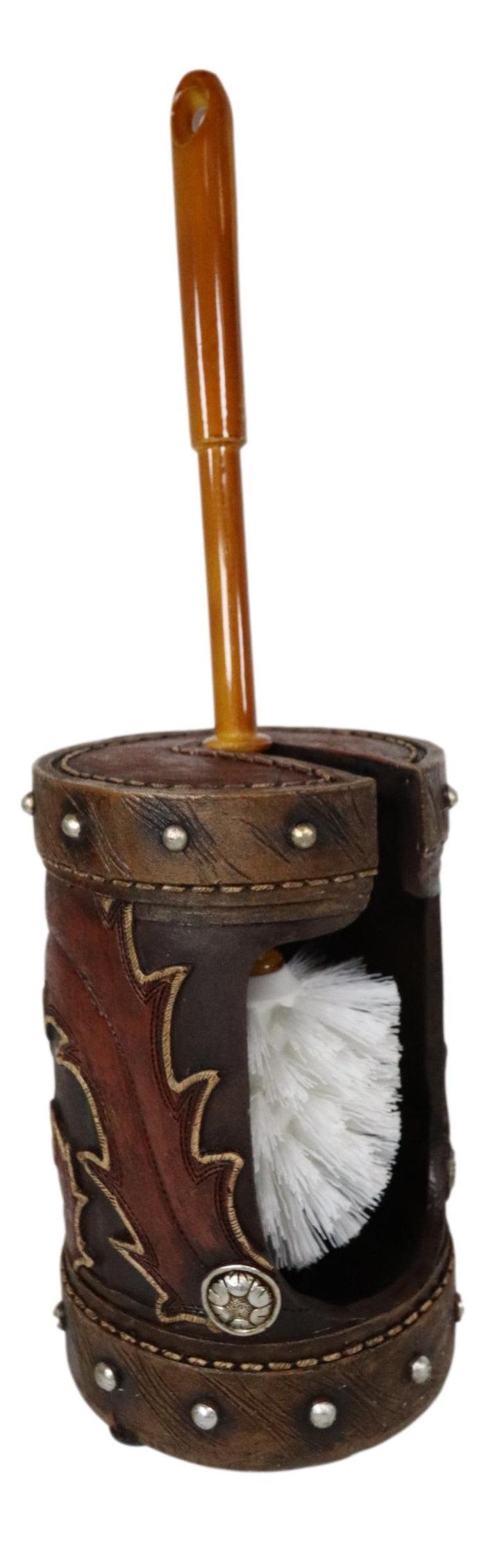 Rustic Western Lone Star Cowboy Country Bootcut Toilet Brush Scrub And Base Set