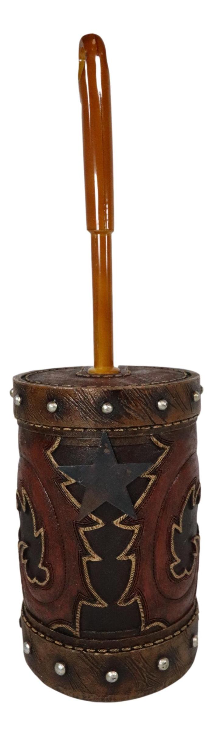 Rustic Western Lone Star Cowboy Country Bootcut Toilet Brush Scrub And Base Set