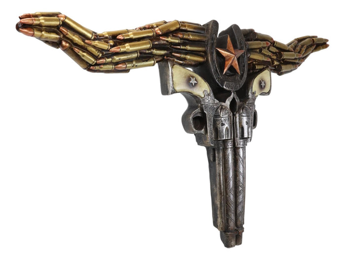 Rustic Western Longhorn Cow Skull With Horseshoe Star Bullet Casings Wall Decor