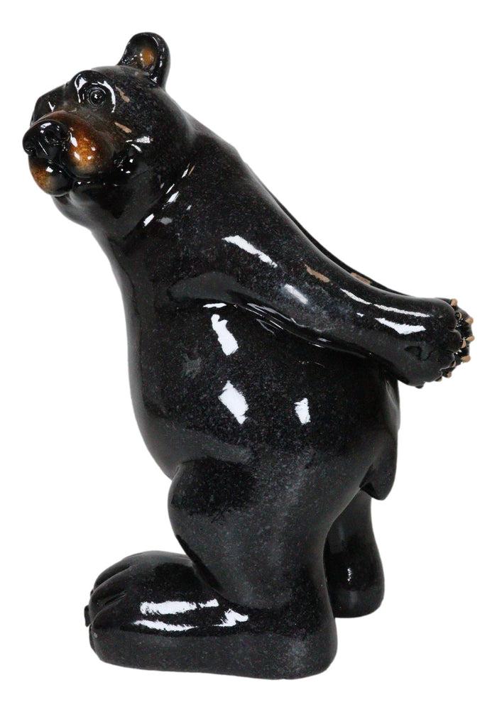 Rustic Western Mountain Black Bear Piggybacking Wine Bottle Holder Figurine