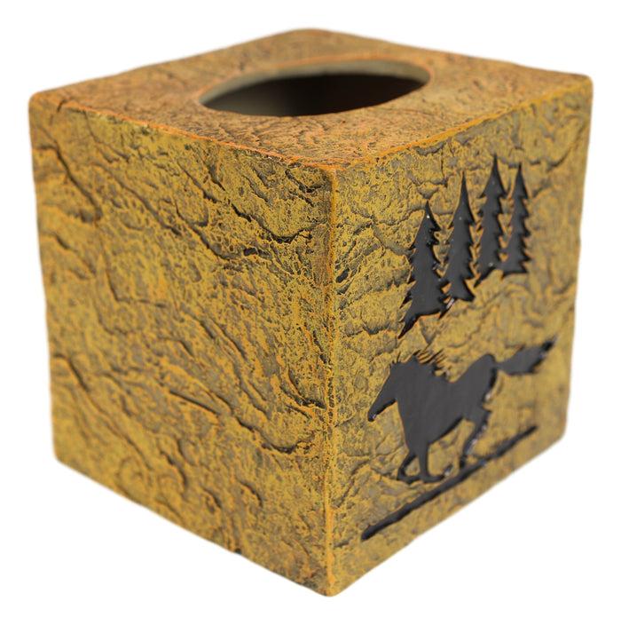 Rustic Western Mustang Horse By Pine Trees Silhouette Tissue Box Cover Holder