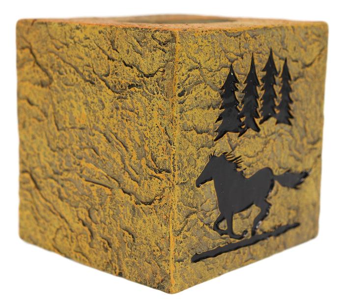 Rustic Western Mustang Horse By Pine Trees Silhouette Tissue Box Cover Holder