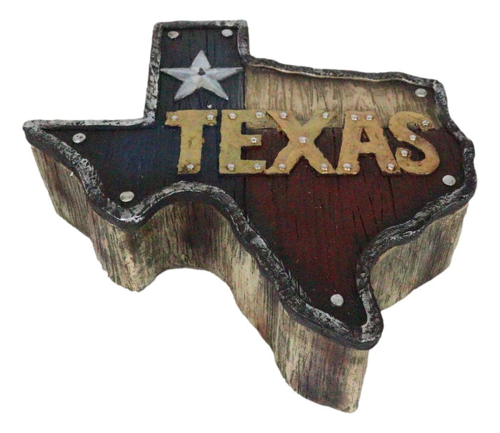 Rustic Western Patriotic Map Of Texas Lone Star State Jewelry Trinket Box Decor