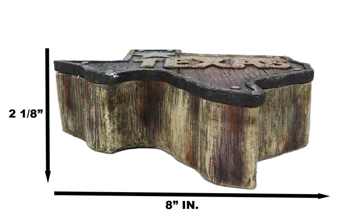 Rustic Western Patriotic Map Of Texas Lone Star State Jewelry Trinket Box Decor