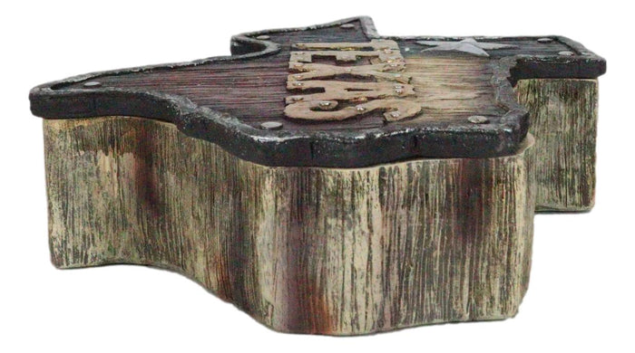 Rustic Western Patriotic Map Of Texas Lone Star State Jewelry Trinket Box Decor