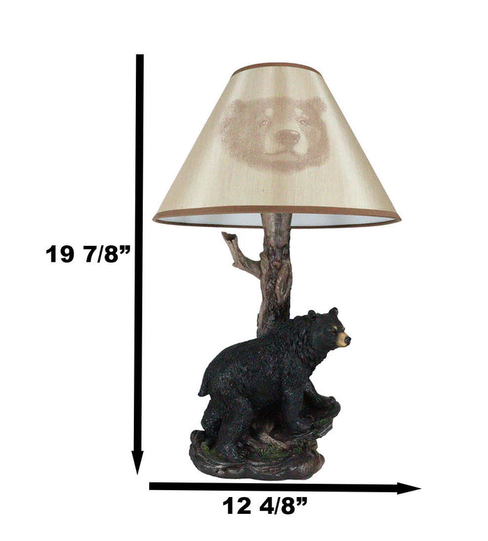 Rustic Western Roaming Forest Black Bear Desktop Table Lamp Lighting Decor 20"H