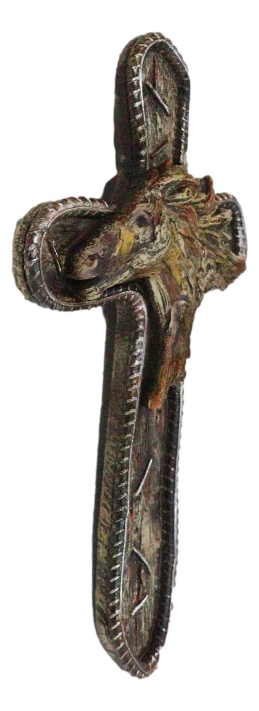 Rustic Western Running Wild Mustang Horse Vintage Barnwood Look Wall Cross Decor