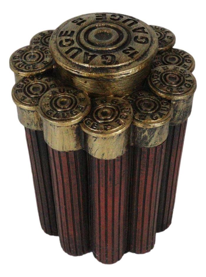 Rustic Western Shotgun 12 Gauge Bullet Shells Decorative Container Box With Lid