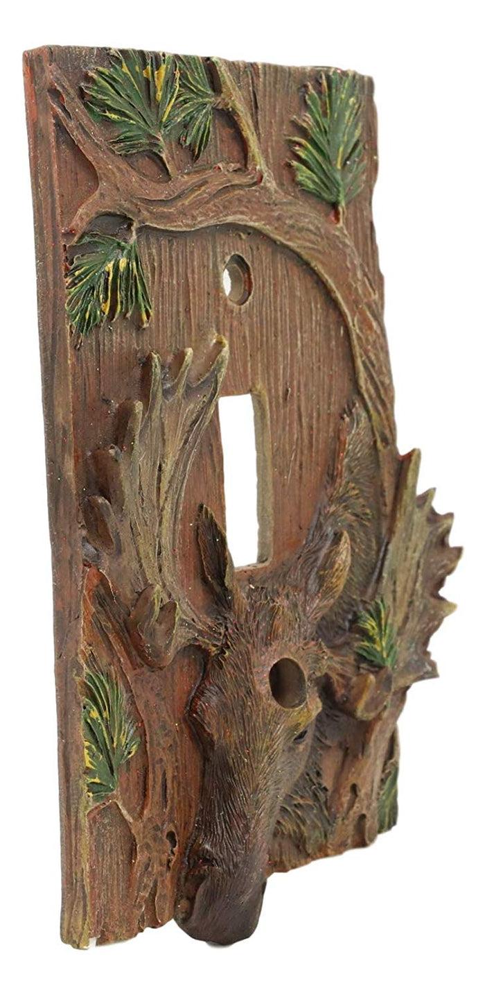 Rustic Western Stag Elk Moose By Pine Single Toggle Switch Plate Cover Set Of 2