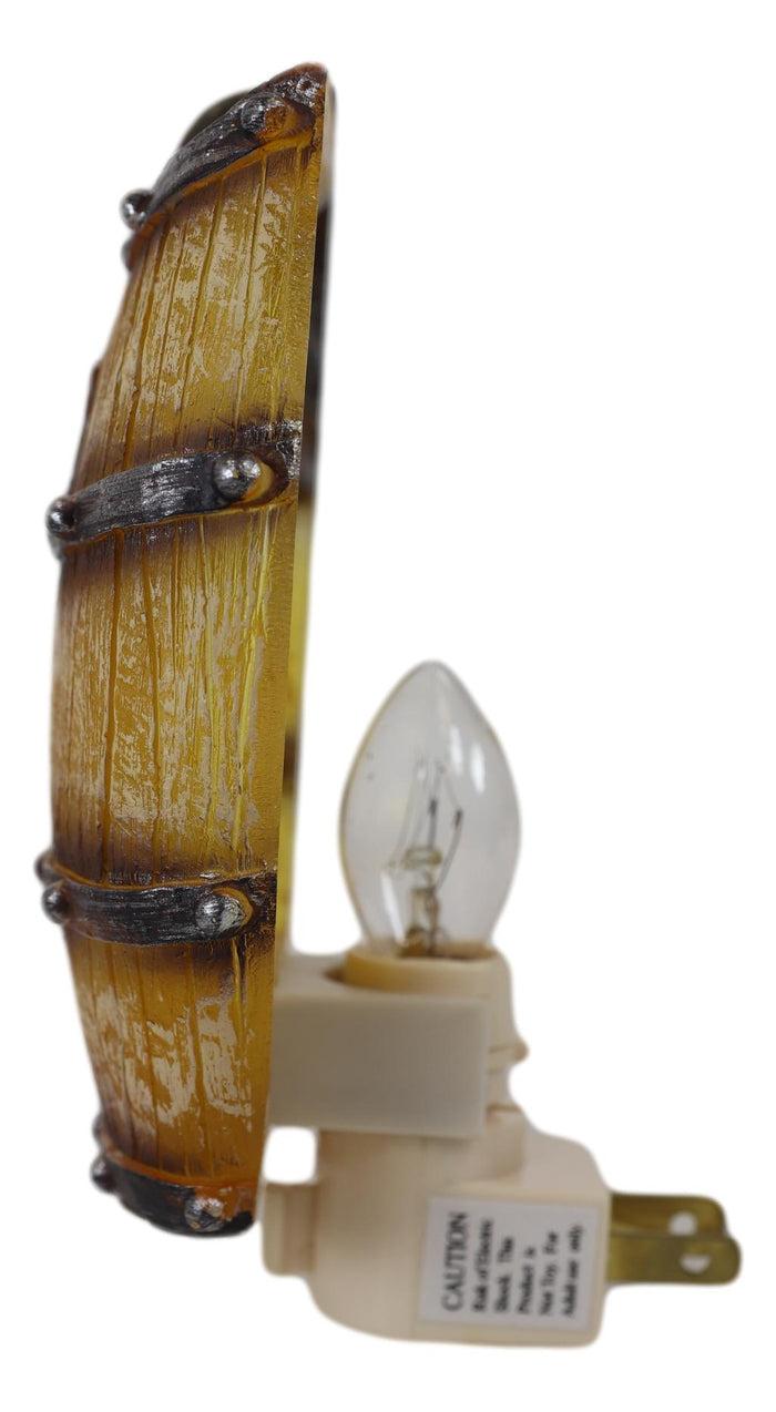 Rustic Western Star Cowboy Hat Vintage Beer Barrel Wall Plug In LED Night Light