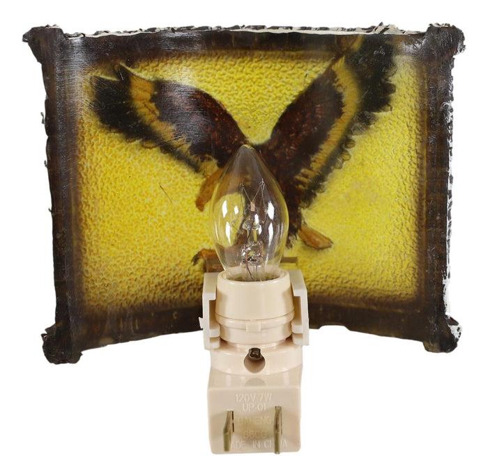 Rustic Western Swooping Bald Eagle Bird Faux Birchwood Wall Plug In Night Lights