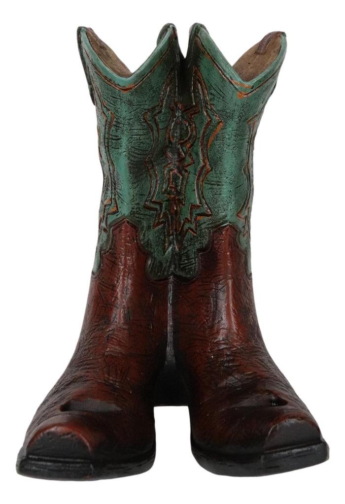 Rustic Western Teal Green Tooled Leather Cowboy Boot Cell Phone Book Easel Stand