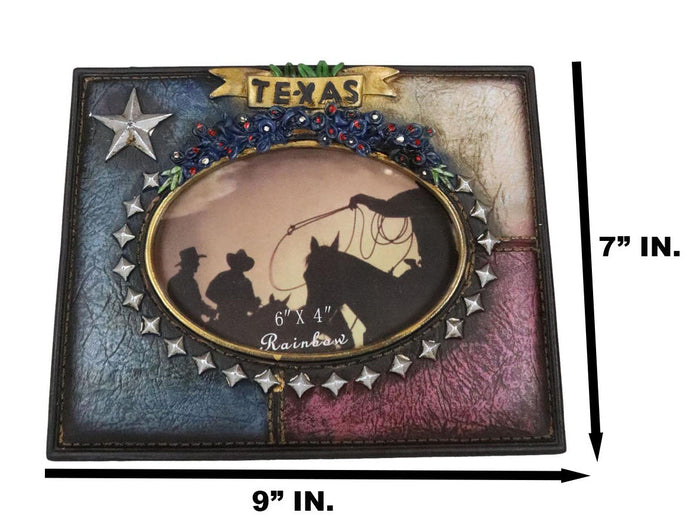 Rustic Western Texas State Flag Bluebonnets Lone Stars 4X6 Picture Photo Frame