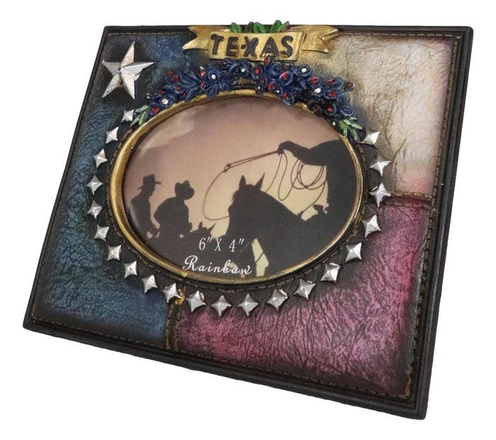 Rustic Western Texas State Flag Bluebonnets Lone Stars 4X6 Picture Photo Frame