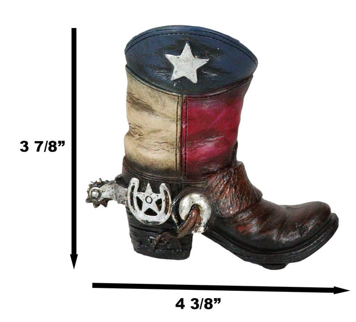 Rustic Western Texas State Flag Fancy Cowboy Boot With Spur Toothpick Holder