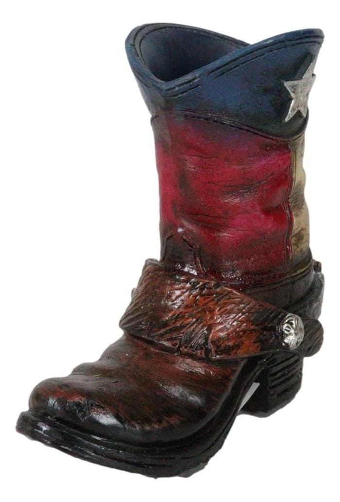 Rustic Western Texas State Flag Fancy Cowboy Boot With Spur Toothpick Holder