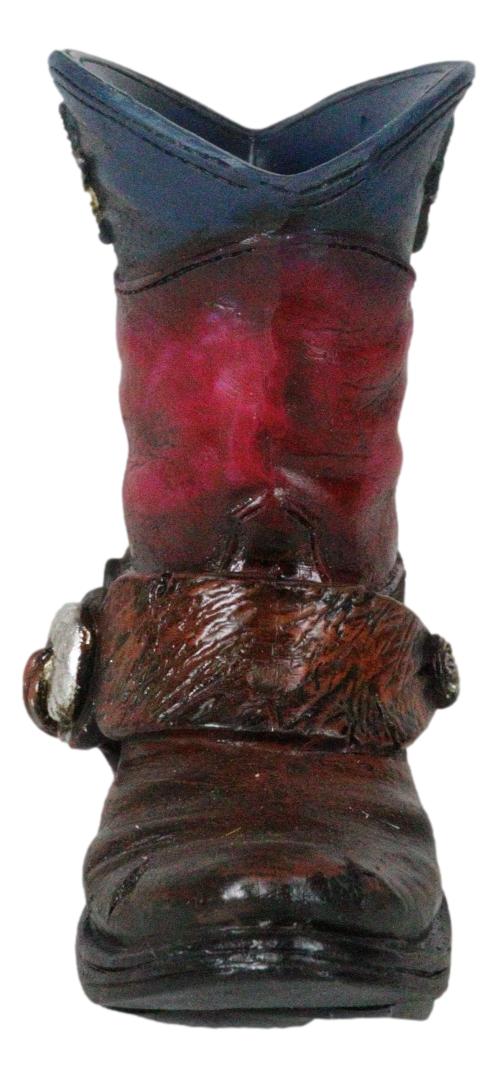 Rustic Western Texas State Flag Fancy Cowboy Boot With Spur Toothpick Holder