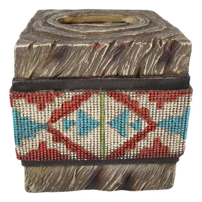 Rustic Western Turquoise Aztec Tribal Pattern Faux Wood Tissue Box Cover Decor