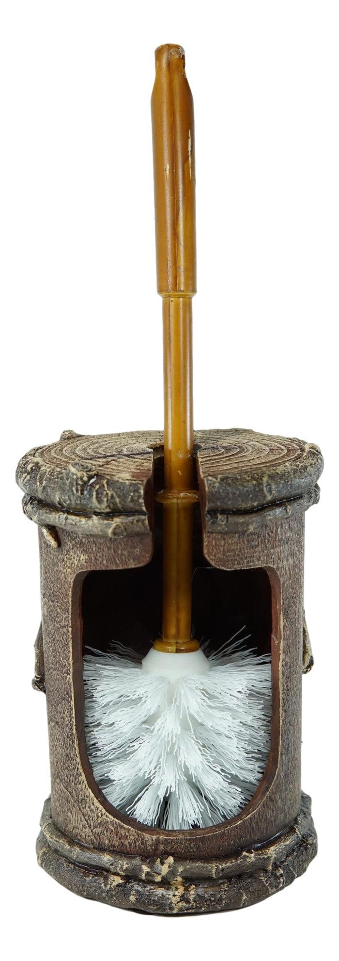 Rustic Western Turquoise Bullseye Faux Branch Wood Toilet Brush And Holder Set