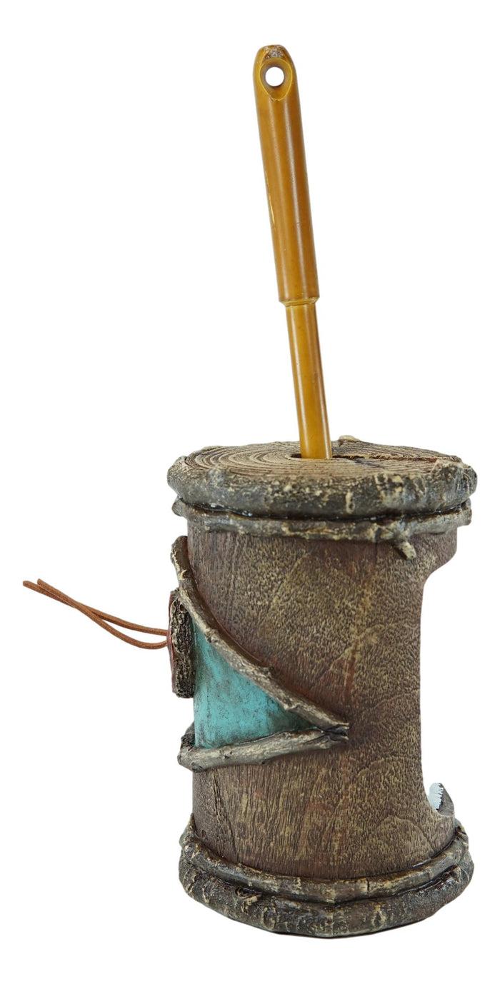 Rustic Western Turquoise Bullseye Faux Branch Wood Toilet Brush And Holder Set