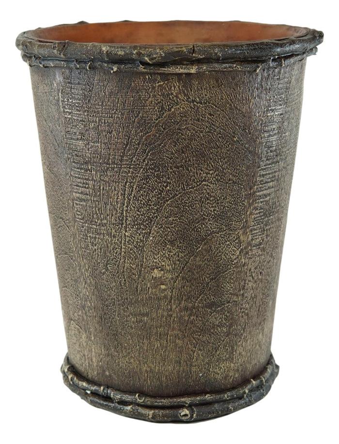 Rustic Western Turquoise Bullseye Faux Branchwood Wood Waste Basket Trash Bin