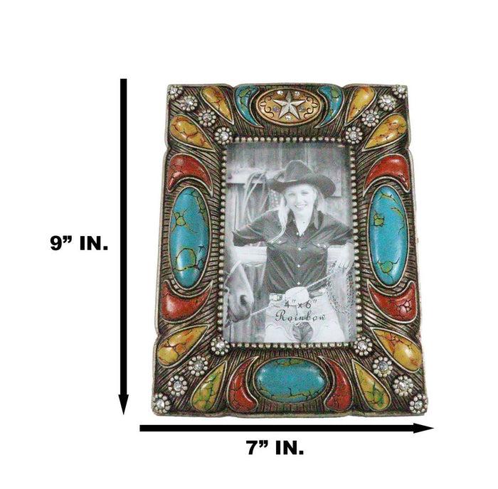 Rustic Western Turquoise Red And Gold Teardrop Gems 6X4 Picture Photo Frame
