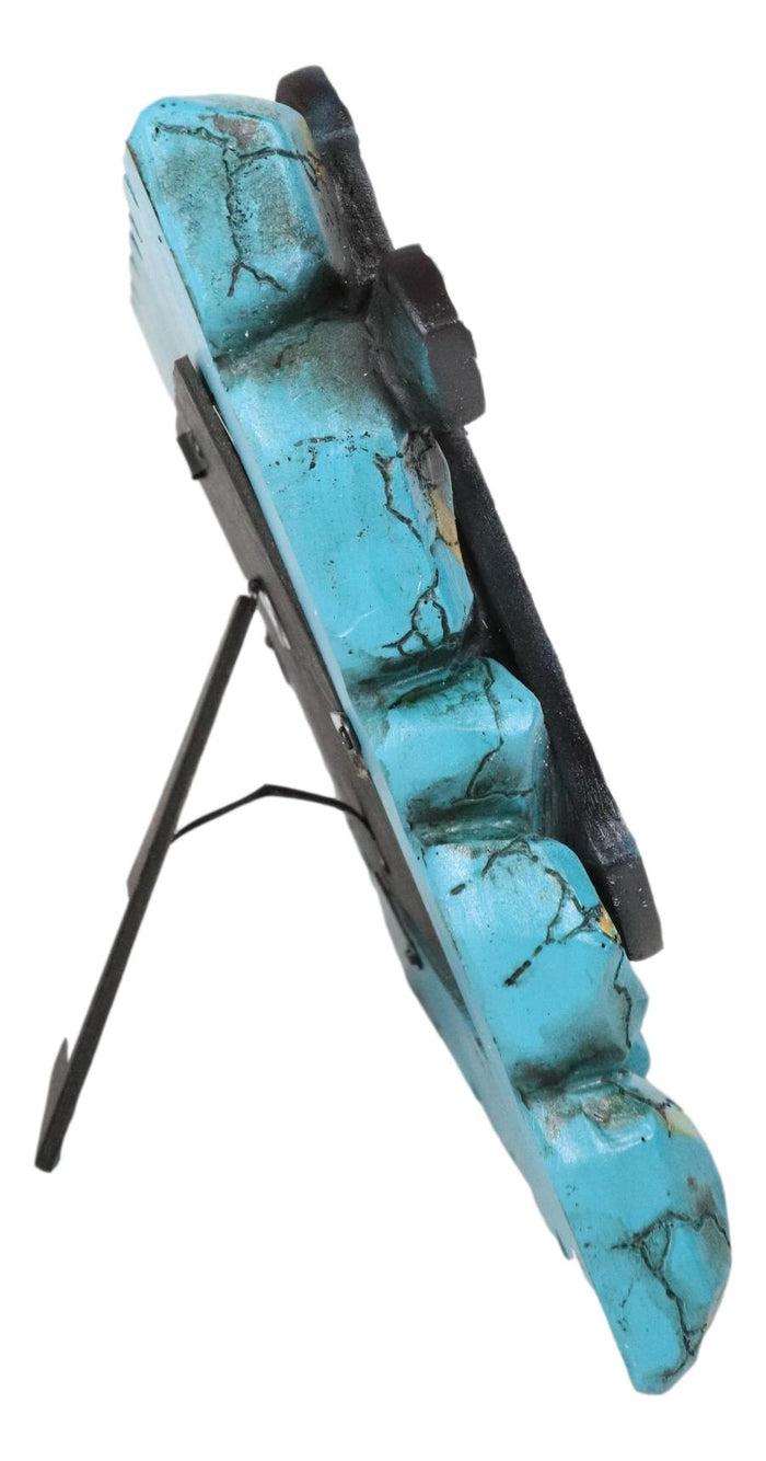 Rustic Western Turquoise Rock Stones With Vintage Cross Photo Picture Frame