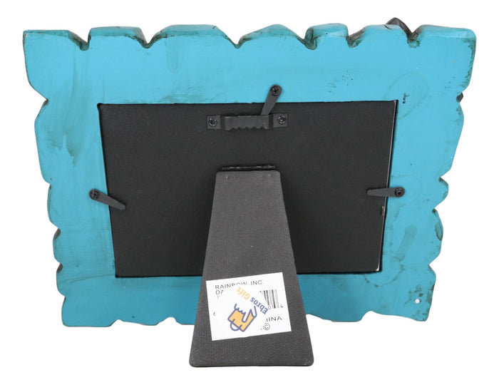 Rustic Western Turquoise Rock Stones With Vintage Cross Photo Picture Frame