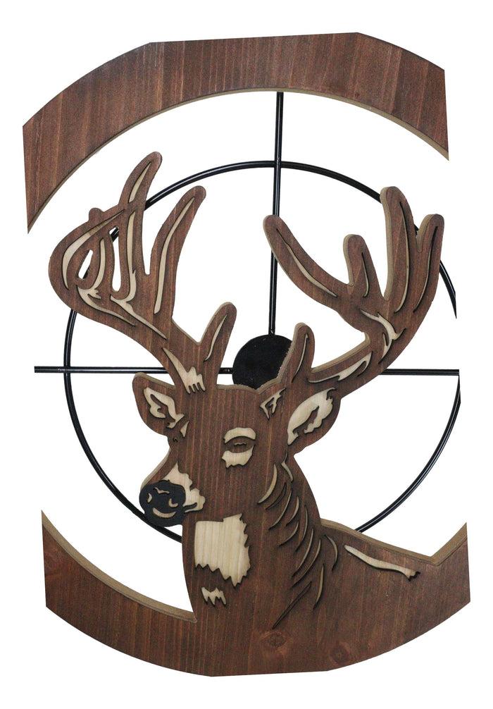 Rustic Western White Tail Stag Deer In Scope Crosshairs MDF Wood Wall Decor