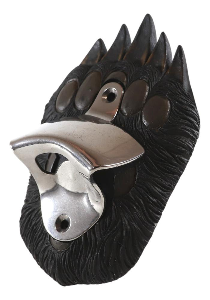 Rustic Western Wildlife Black Bear Paw With Claws Wall Beer Bottle Metal Opener