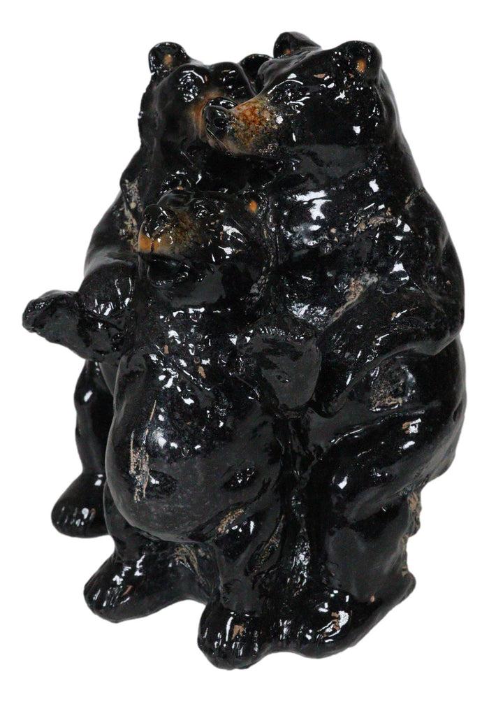 Rustic Western Woodlands Forest Black Bear Mother Father And Cub Family Figurine