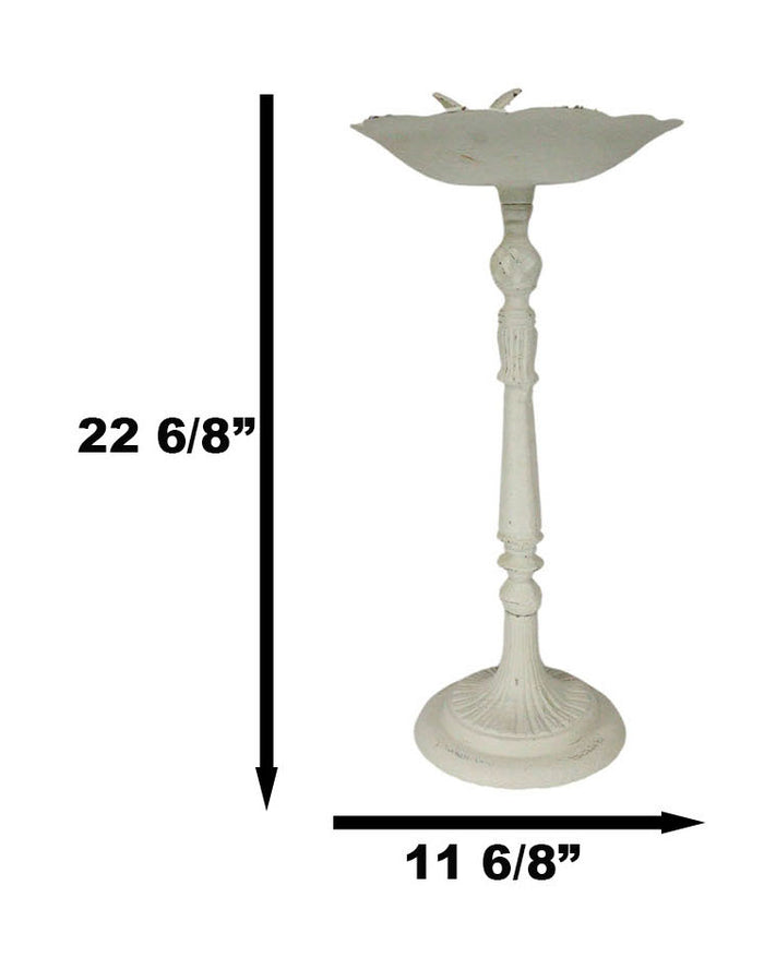 Rustic White Cast Iron Hummingbird Victorian Bird Feeder Bath Garden Statue 23"H