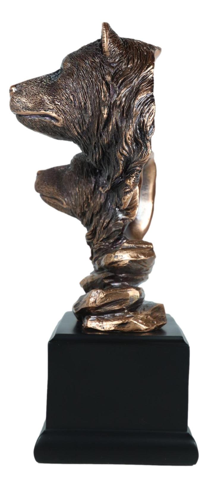 Rustic Wildlife Black Bears Couple Family Electroplated Figurine With Base Stand