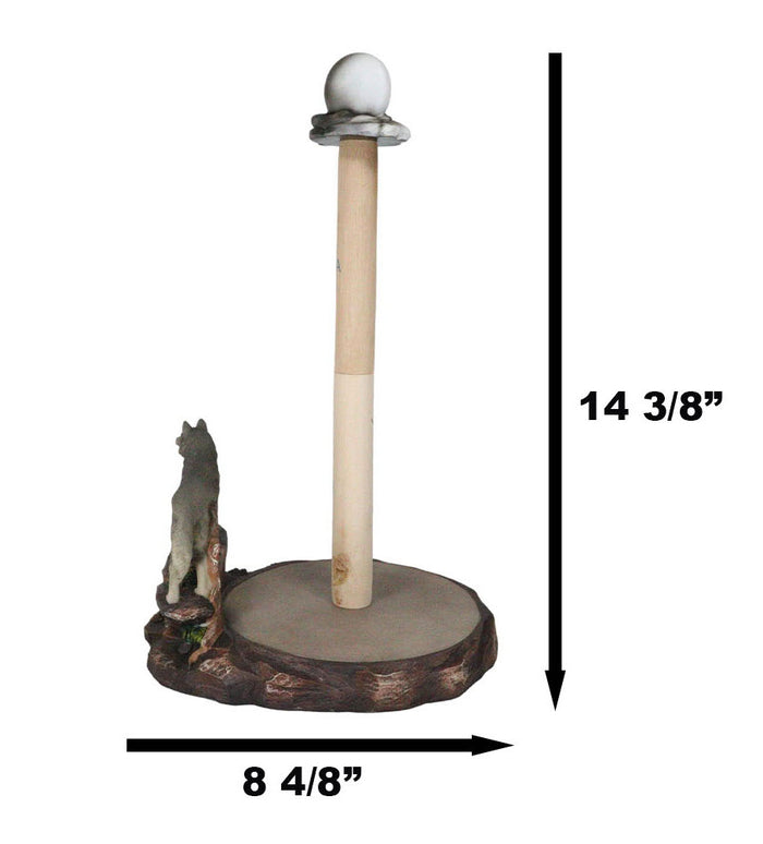 Rustic Wildlife Forest Alpha Gray Wolf Approaching Full Moon Paper Towel Holder