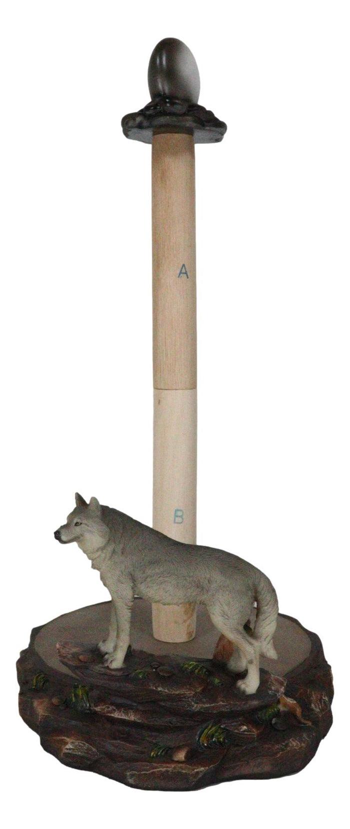 Rustic Wildlife Forest Alpha Gray Wolf Approaching Full Moon Paper Towel Holder