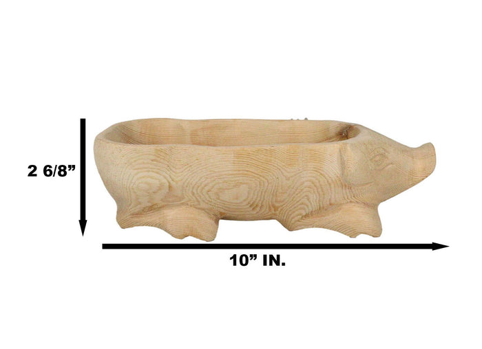 Rustic Wooden Hand Carved Tiki Animal Farm Pig Serving Dish Bowl Tray Platter