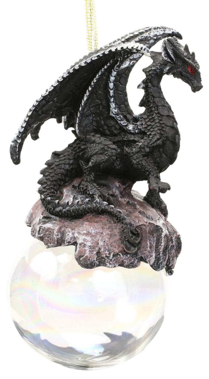 Ruth Thompson Check Mate Black Dragon On Pearl Glass Ball Ornament Figurine 5"H