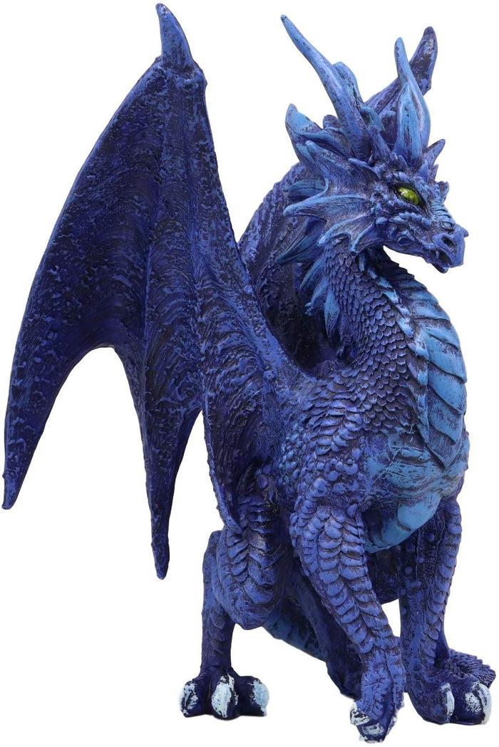 Ruth Thompson Fantasy Blue Check Mate Dragon With Majestic Horns Statue 9" Tall