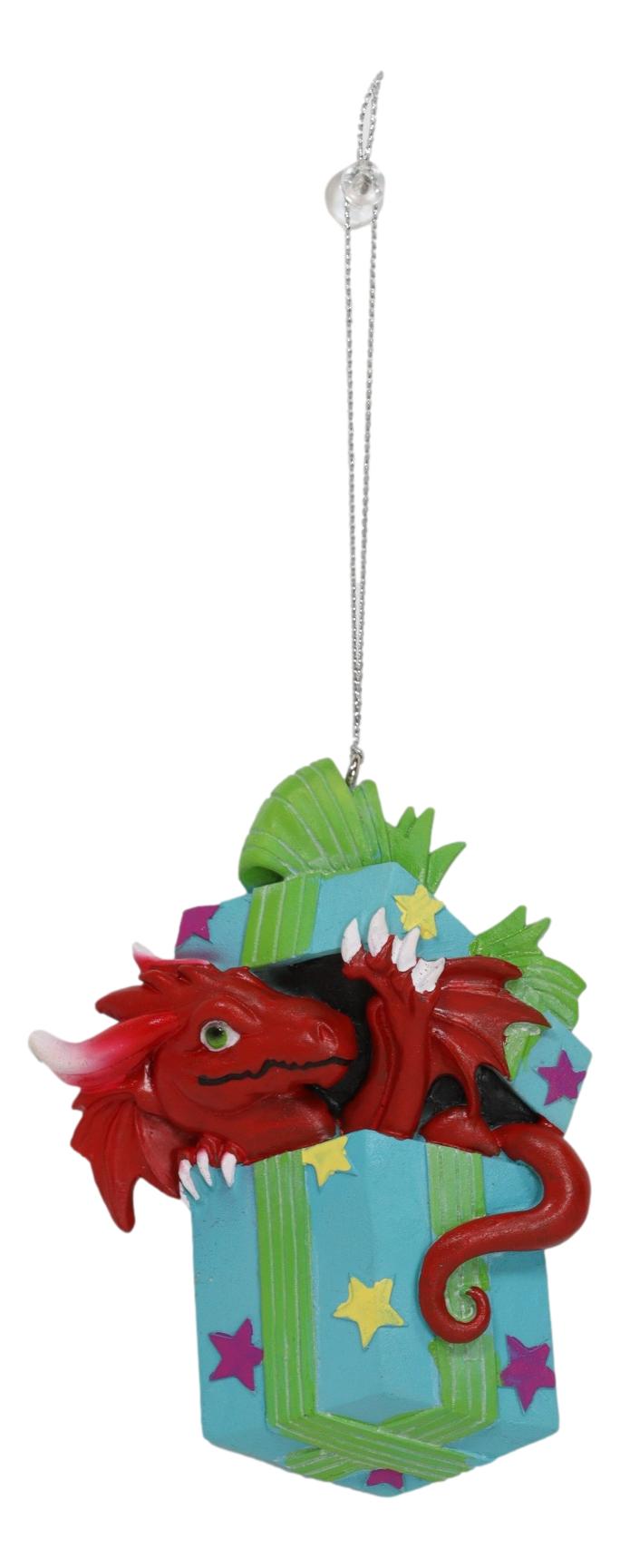 Ruth Thompson Red Dragon In Wrapped Gift Box Christmas Tree Hanging Ornament