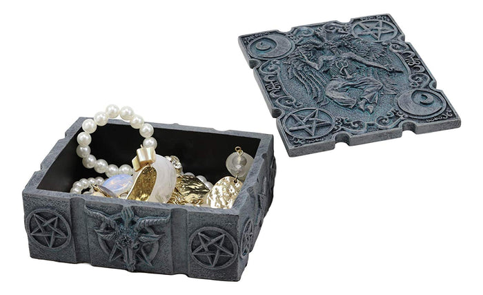 Sabbatic Goat Baphomet With Crescent Moons And Pentagram Decorative Box