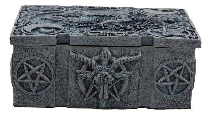 Sabbatic Goat Baphomet With Crescent Moons And Pentagram Decorative Box