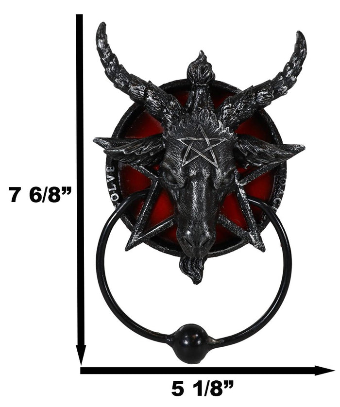 Sabbatic Goat Of Mendes Baphomet With Blood Pentagram Head Door Knocker