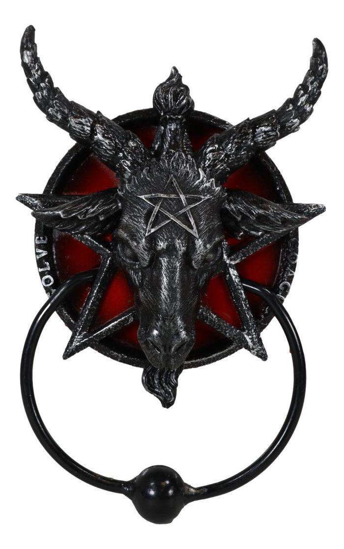 Sabbatic Goat Of Mendes Baphomet With Blood Pentagram Head Door Knocker