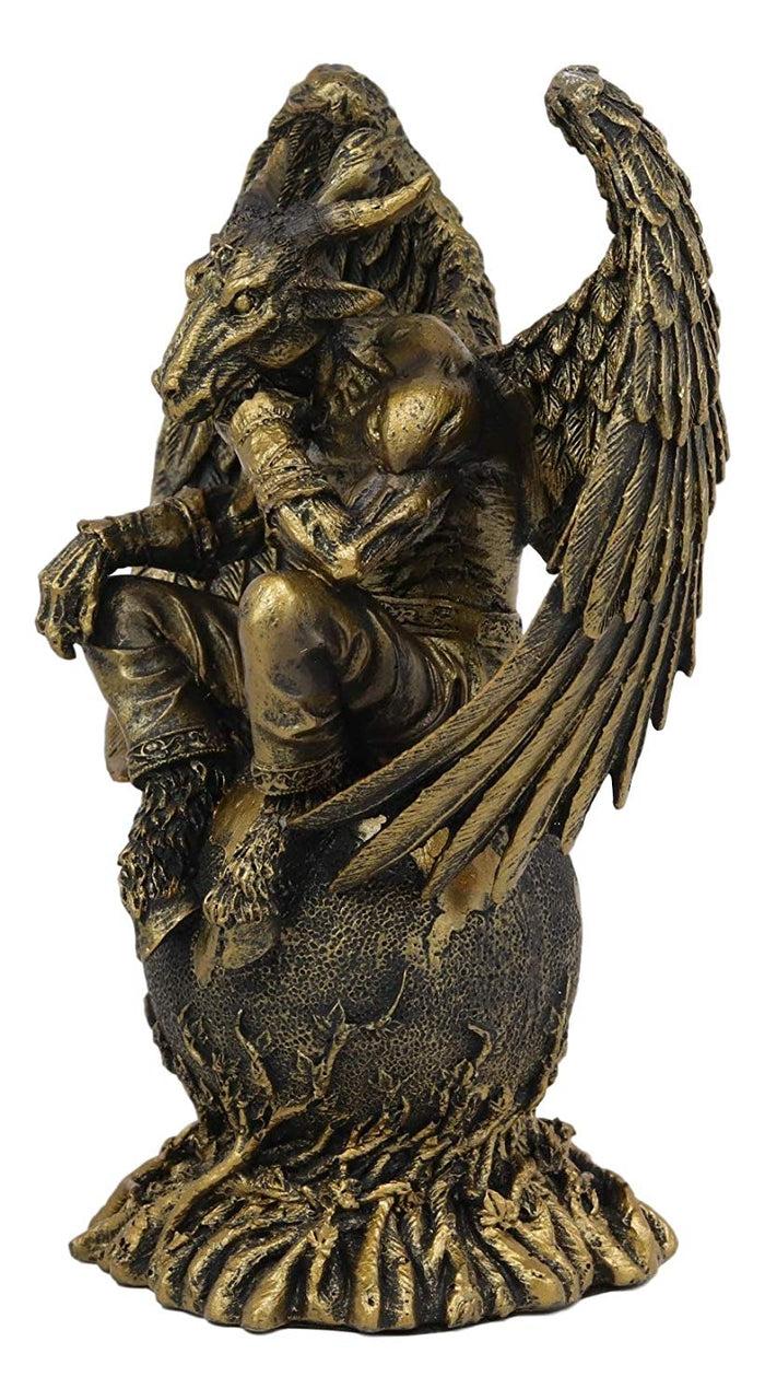 Sabbatic Goat The Thinker Baphomet Sitting On The Globe Statue 7.75"Tall