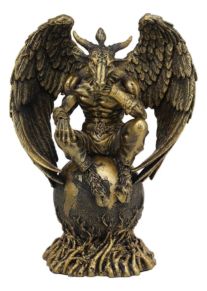 Sabbatic Goat The Thinker Baphomet Sitting On The Globe Statue 7.75"Tall